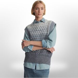 Lafayette 148 Ombré Linen Sweater Vest Oversized | Retails $798 | XL